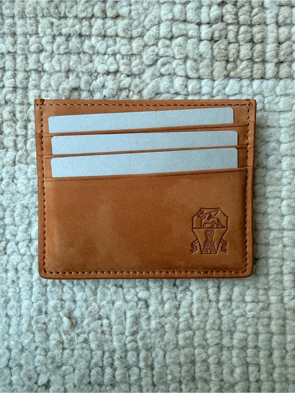 NWT Brunello Cucinelli Logo Embossed Leather  Card Holder